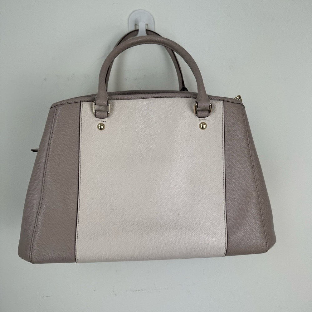 Coach Margot Small Carryall Satchel Leather Bag Beige Vanilla Color Block - Picture 5 of 9
